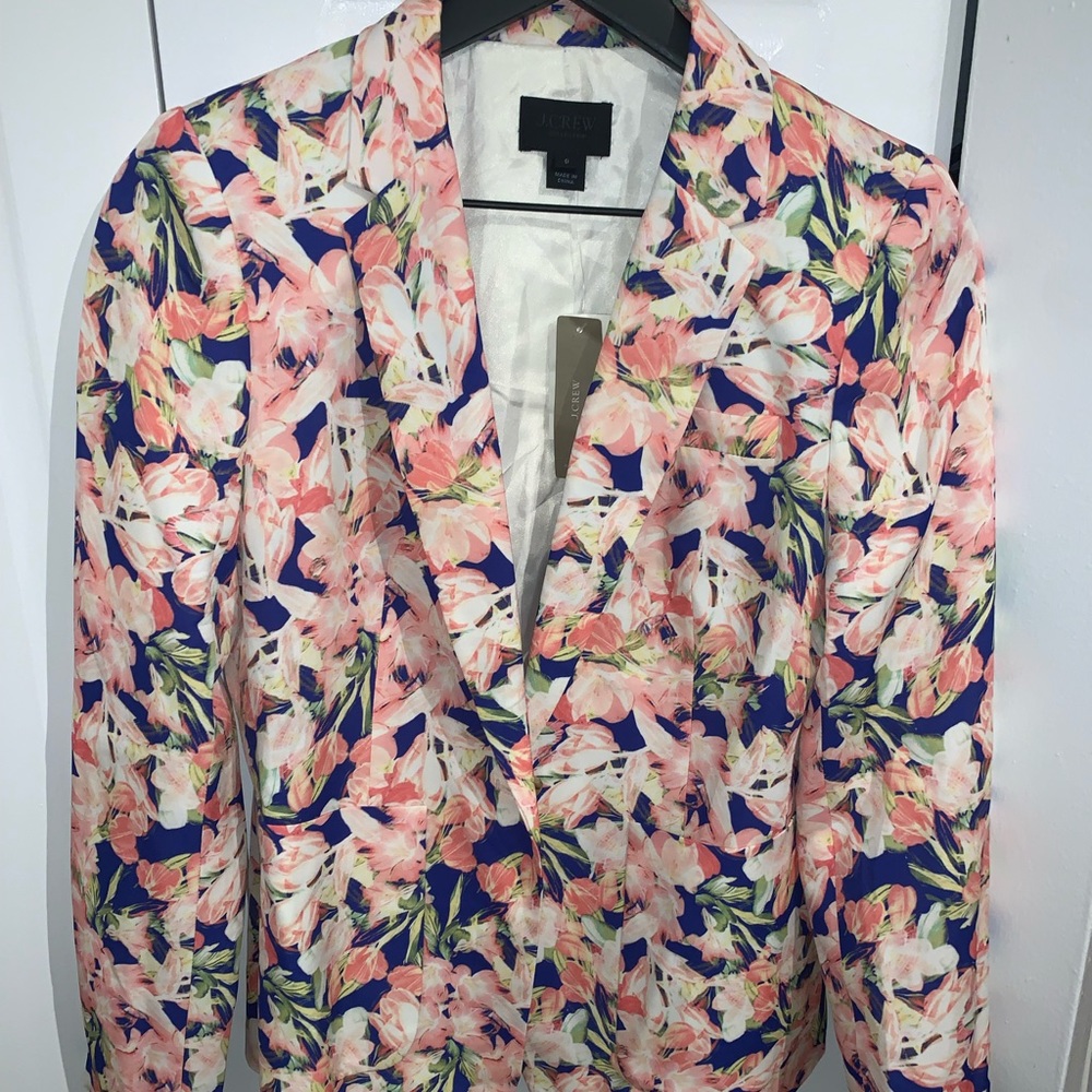 J.CREW | Women’s Warm Iris Floral Silk Blazer | Blue / Pink | Size 6 | NWT - Picture 3 of 7